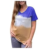 Spessore: standard QWUVEDS Vasi Donne Maniche Colorato V Camicetta Colore Grasso Breve Stampato Moda Collo Camicetta Donne Vintage Vestiti Delle Signore, Lilla, XXXL