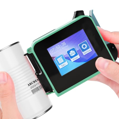 EVANEM Mini Handheld Encoder, Portable Inkjet Printer, Smart QR Code Printer with 2.4-inch Touch Screen for Print/Barcode/Date/Logo/Batch Sequence, Great for Home, Business and Other Uses green