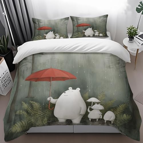 Copriletto Matrimoniale Animali Carini In Morbida Microfibra Copriletto Matrimoniale Con Zip Invisibile,Set 2 Federe 50 X 75 Cm (260X240Cm)