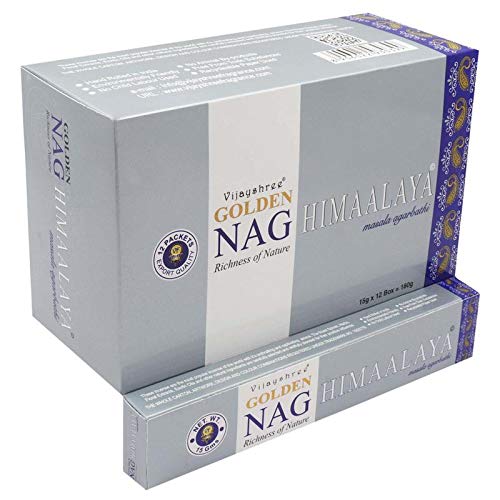 Golden Nag Himalaya Boîte de 15 boîtes de 12 bâtons d'encens Agarbatti Indien Naturel