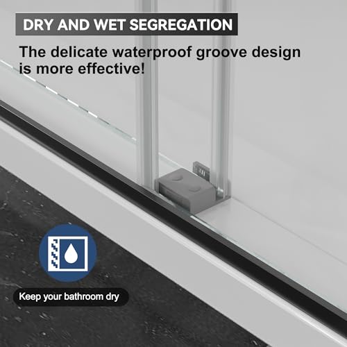 Image of Findepot Frameless Double Sliding Shower Door, 44-48 inch W x 75 inch H, 8mm Glass