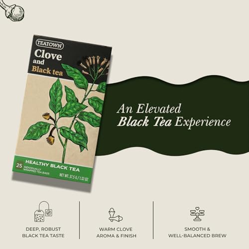 Image of Life Plus Style Gourmet Tea Town Clove and Black Tea 25 Individually Wrapped Tea Bags Aromatic Herbal Black Tea with Clove for a Warm Rich Flavor and Everyday Wellness