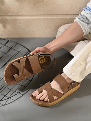 Image of Men Comfort Back Strap Sandals - Adjustable Slingback Flat Sandals with Cushioned Footbed, Lightweight Sole, Casual Everyday Wear Supportive Slip-On Style
