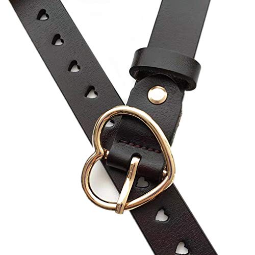 Fashion Real Leather 1Inch Wide Belts For Girl/Women With Gold Heart Buckle Jeans Dress Belt2