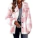 Sherpa Jacket For Women Fuzzy Fleece Winter Coats Plaid Button Down Shacket Casual Warm Teddy Coat Outwear 2023 Womens Jackets Fall Fashion 2023 Pink L