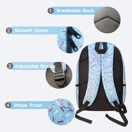 Ice Cream Backpack,Kawaii Large Capacity with Side Pockets Cute light (Red)4