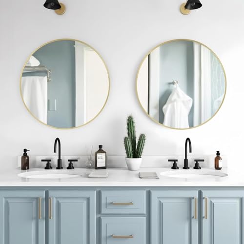 Image of RIZIK STORE Iron Metal Decorative Round Wall Mirror with Hook - HD Clear Glass, Wall Mounted for Bedroom, Living Room, Wash Basin, Vanity, Makeup & Bathroom