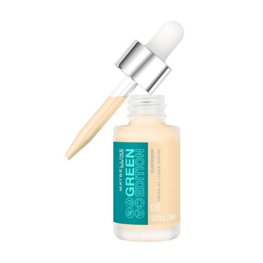 Maybelline Green Edition Superdrop Tinted Oil Base Makeup Adjustable Natural Coverage Foundation Formulated With Jojoba Marula Oil 10