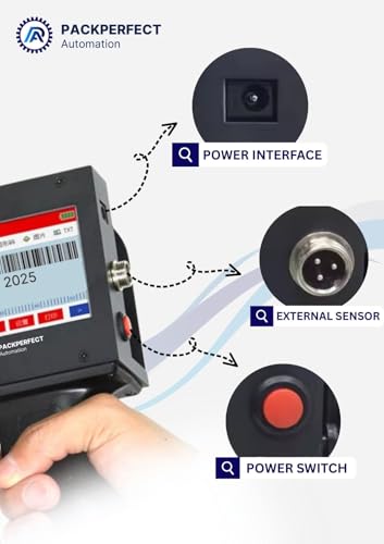 Image of PACKPERFECT Automation Handheld Thermal Inkjet Printer 12.7mm | Thermal Printing for Food Packets & Logos 600 DPI, Date & Barcode Printer for Bags & Plastic Surfaces