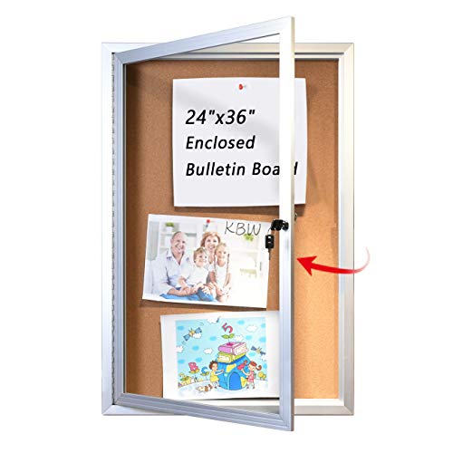 Enclosed Bulletin Board Kbw Aluminum Frame Glass Door Cork Bulletin Board Showcase With Security Lock For School, Office, Hotel, Indoor Outdoor #TOP3