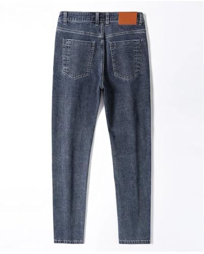 Hndudnff Men Tapered Slim Jeans with Pockets Zipper Pants Business Casual Denim Trousers2