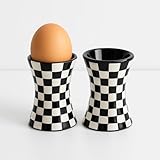 2er Set Eierbecher im Schachbrett-Muster – Schwarz/Weiß – Stilvolle Küchenhelfer für Frühstück & Brunch – Hochwertige Keramik