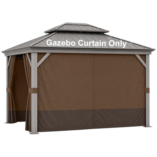 BPS 10'x10' Gazebo Privacy Curtain Replacement, Universal 4-Panel Sidewall