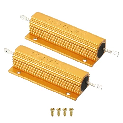 Résistance 100W 2K Ohm PATIKIL en aluminium doré pour circuits électriques avec vis - Lot de 2