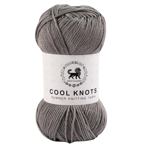 Image of NESTNHAVEN Polyester Blend Cool Knots, Hand Knitting Yarn - Luxury Yarn For Crochet, Knitting, Amigurumi, Embroidery, Toys, Garments, Flowers And Hobby Projects (Dark Grey, 100G)