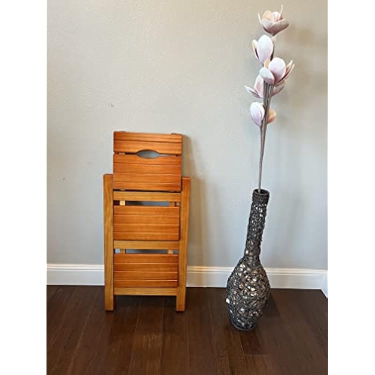 Step Stool, 4-Step or 3-Step Folding, Portable, Made of The Solid Wood, Three Color Available (3-Step Amber)