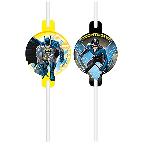 Procos 93356 – Pailles en papier Batman 22 cm de long, certifié FSC