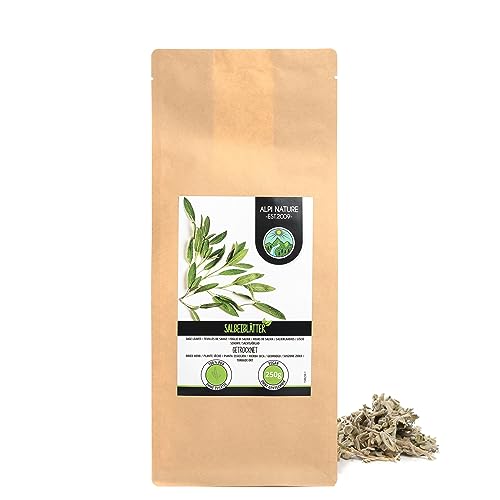Té de salvia (250g), Infusión de salvia cortadas, hojas de salvia secadas suavemente, té de hierbas 100% puro y natural hecho de hojas de salvia