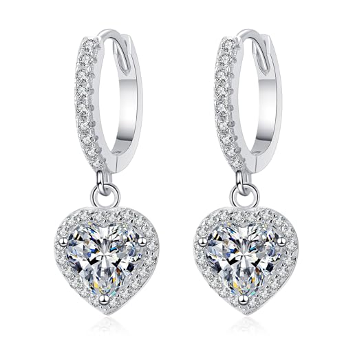 Moissanite boucles d’oreilles en cœur pour illuminer vos tenues de soirée et votre quotidien
