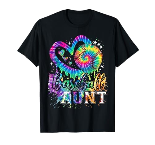 Baseball Aunt Tie Dye Heart Auntie Pride Family T-Shirt