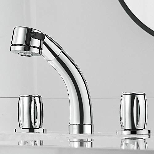 Robinet de lavabo anti éclaboussures rétractable en laiton 3 trous