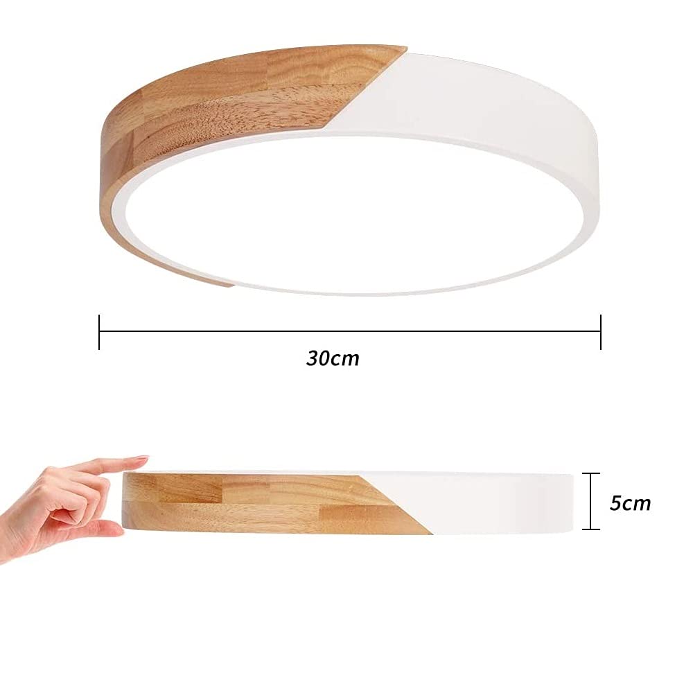 Runde LED-Deckenleuchte Aus Holz – Für Flur, Bad, Wohnzimmer (IP44, Modern)