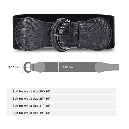 Valleycomfy 3 Pieces Women Elastic Wide Belt For Ladies Dresses,Pu Leather Stretchy Dress Belt,Vintage Wide Belt Waistband For Women Dress Decoration,39"-44" #TOP5