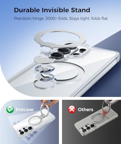 Image of FNTCASE for Samsung Galaxy S26-Ultra Case: [360 Spin Magnetic Stand] [Compatible with Magsafe] [Screen Protector] Clear Magnetic Phone Cases Anti Yellowing Shockproof Protective Phone Cover - Clear