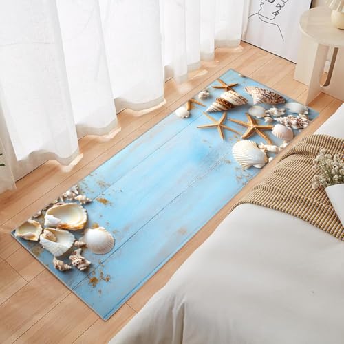 Tapis absorbant devant évier lavable et antidérapant grand format motif bleu 3D - 5