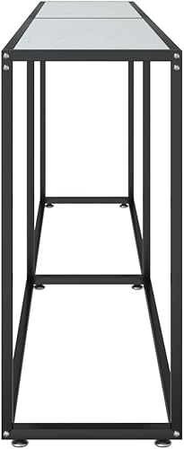 Miniatura 42 de vidaXL Mesa consola rectangular de vidrio templado en negro, para sala de estar, mesa auxiliar de acero con recubrimiento en polvo, mesa para Negro