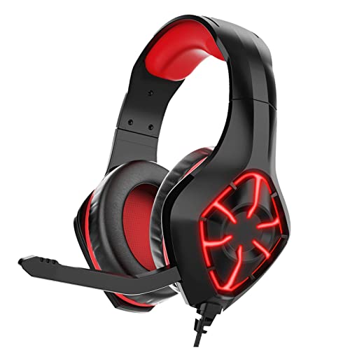 MatureGirl Wired Headphones,PC On Ear RGB Luminous Gaming Headset with Mic Noise Reduction Comfortable Head-Mounted Earphones Compatible with Most Smartphones,PC, Laptop (Red) MatureGirl Wired Headphones,PC On Ear RGB Luminous Gaming Headset with Mic Noise Reduction Comfortable Head-Mounted Earphones Compatible with Most Smartphones,PC, Laptop (Red)