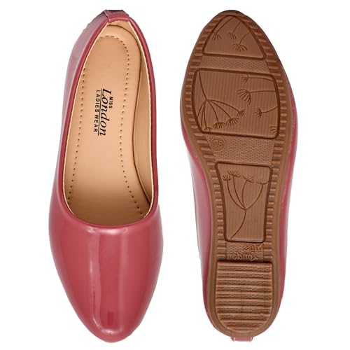Image of MISS London Women's Bellies | Patent Leather Flats for Casual & Office Wear | Stylish & Comfortable | TPC Sole
