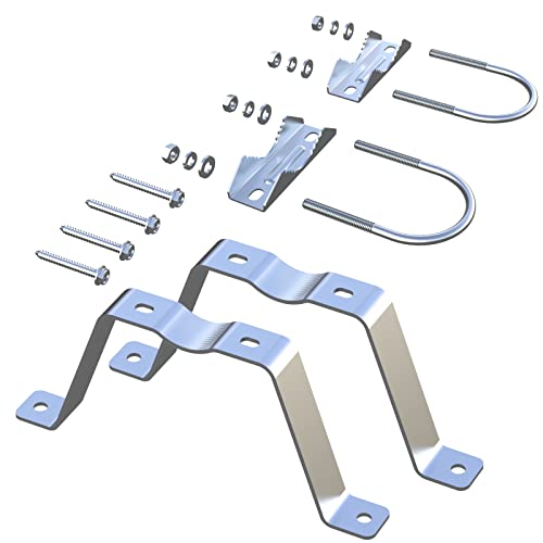 Aimeboost 2 Pcs Stainless Steel Antenna Mount Double Wall Mount Antenna Mast Clamp V Jaw Bracket Accessories Kit [ Without The Pole ] For Tv Cb Ham Outside Home thumb #1