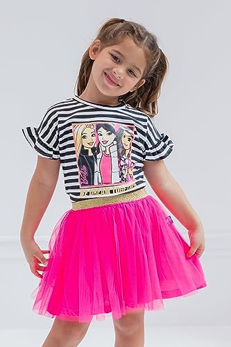 Barbie Little Girls T-Shirt and Mesh Tutu Black/Pink 7-83