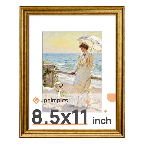 upsimples 8.5 by 11 Picture Frame Vintage Frames Decor 1Pack Gold