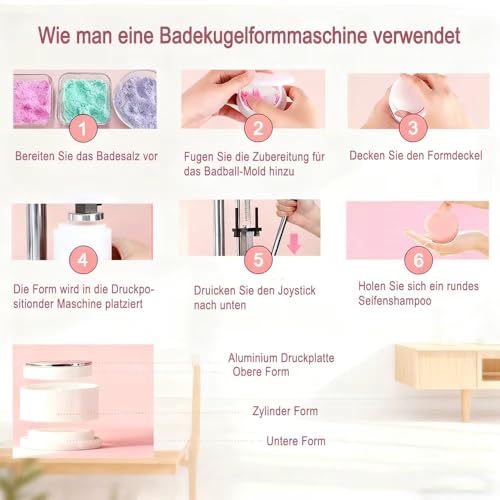 Badebomben Presse Maschine mit 6cm Satz Formen Badebomben DIY KIT für Frauen Geschenk Badebomben Maker für Anfänger