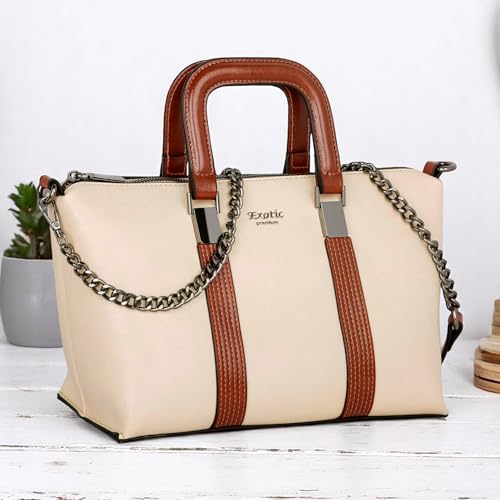 Image of EXOTIC Solid Pattern Elegance Hand Bag For Women | Chain Handle | Shopping Bag | Occasional Bag | Perfect for Gift