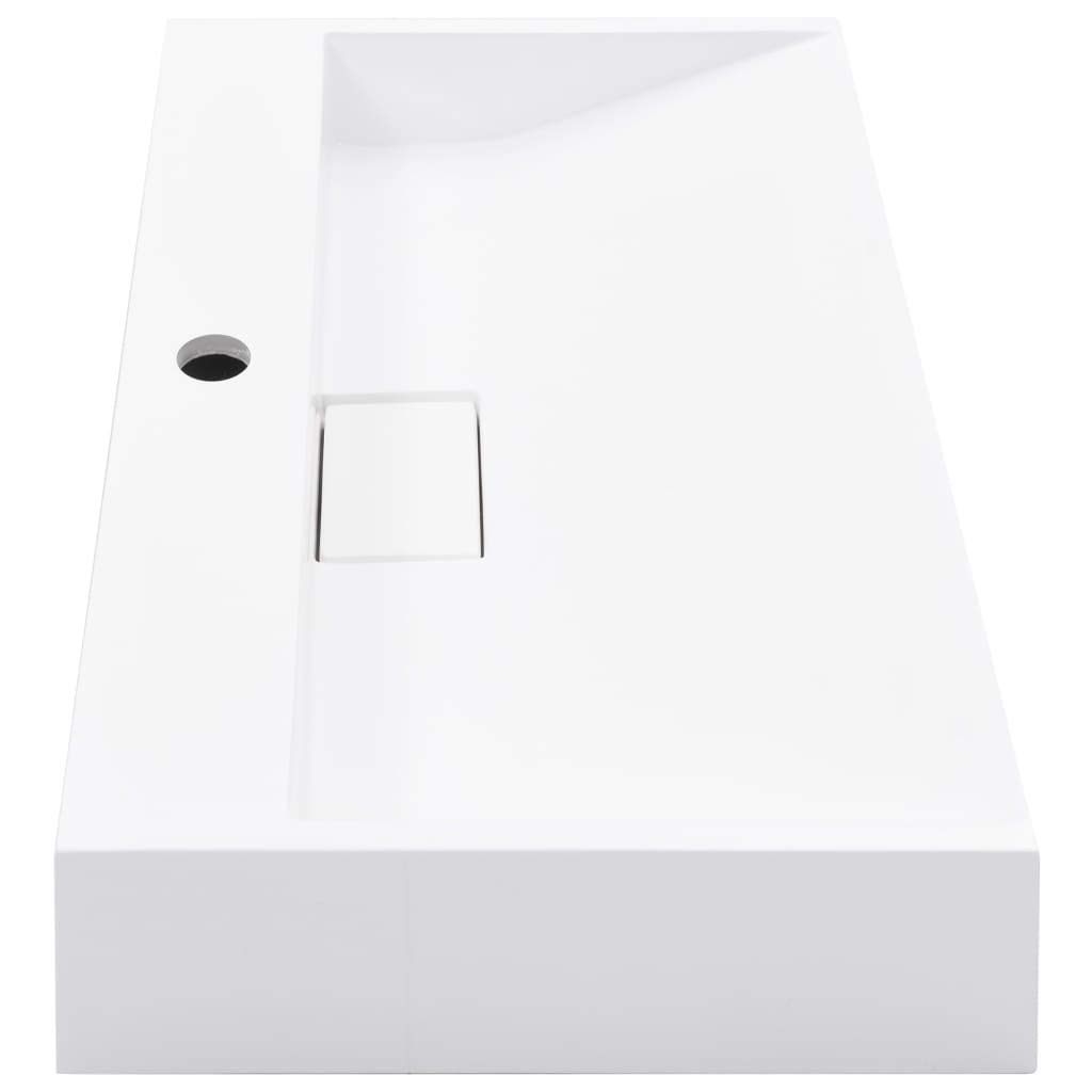 Lavabo de pared con orificio para grifo, para baño, invitados, sanitario, con material de montaje y sifón de desagüe, color blanco, 60 x 38 x 11 cm
