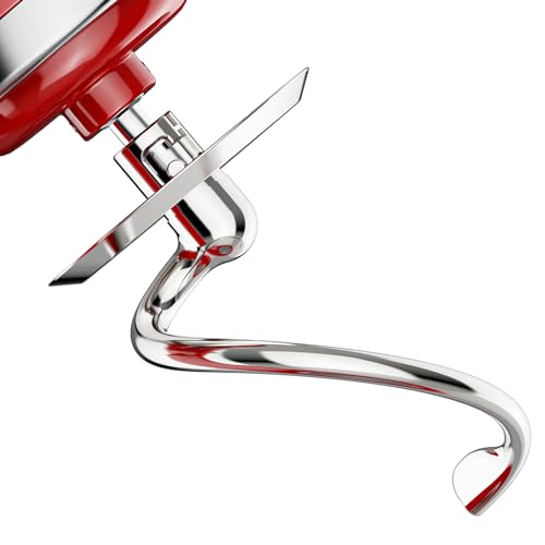 GVODE Spiralknethaken für KitchenAid Standrührer, K45DH Knethaken für KitchenAid 4.5-5 Quart Kipp-Kopf-Mixer, Edelstahl-Teigaufsatz, effizientes Kneten für Brot & Pizza, spülmaschinenfest