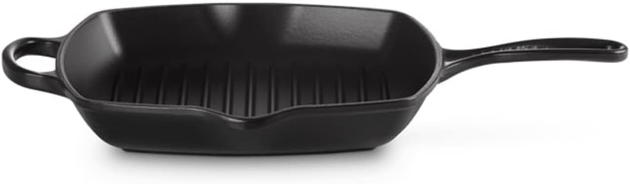 Le Creuset Enameled Cast Iron Signature Square Skillet Grill, 10.25", Licorice - Image 4