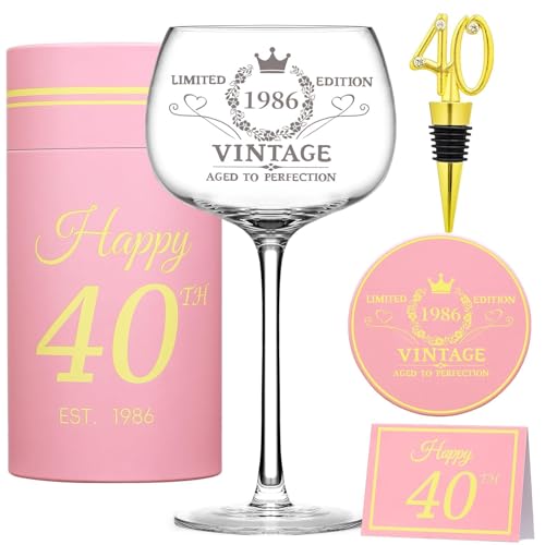 40th Birthday Gifts for Her - Limited Edition Wine Glass Gift Box Set​ - Unique 40th...