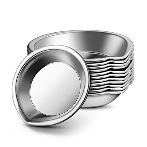 Cabilock 12Pcs Stainless Steel Paint Mixing Palette with Mouth, Small Round Artist Watercolor Tray for Home and Store Use