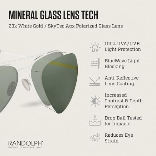 Image of Randolph Eyewear Concorde Aviator Sunglasses for Men and Women - Non-Polarized & Polarized Aviator Sunglasses Made to Last