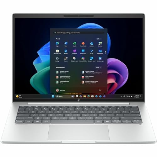 Image of HP EliteBook 8 G1i 14 inch Touchscreen Notebook - WUXGA - 60 Hz - Intel Core Ultra 7 268V - vPro Technology - 32 GB - 512 GB SSD - English Keyboard - Glacier Silver Aluminum - Intel Chip - 1920 x 1200 - W