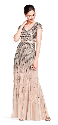 Robe Longue Perlée Silhouette Sublimée Col en V et Taille Ajustée - 4