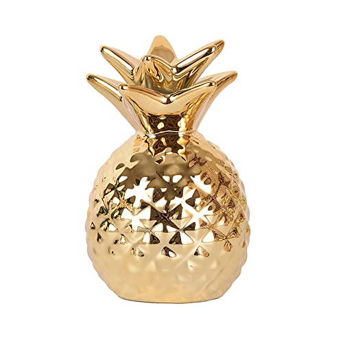 Sparbössa, flicka spargris keramik ananas burkar dekorativa barn vuxna spargris för hem sovrum festdekorationer alla hjärtans dag barn födelsedagspresenter H x D 135 x 85 mm, guld