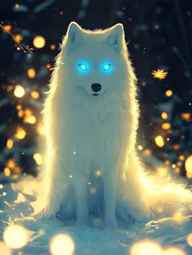 Broderie diamant loup 5D d'exception : kit de point de croix aux strass de cristal