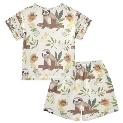 senya Short Sleeve Pajamas Sets Summer Cotton Sleepwear Cartoon Cute Sloth2
