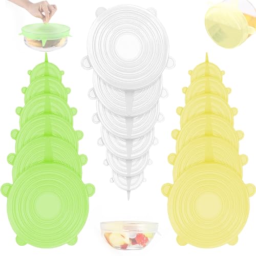 Tapas silicona ajustables cocina 18 uds ideales para conservación de comida en diversos recipientes flexibles ajustables duraderas libres de BPA ecologicas lavables en lavavajillas