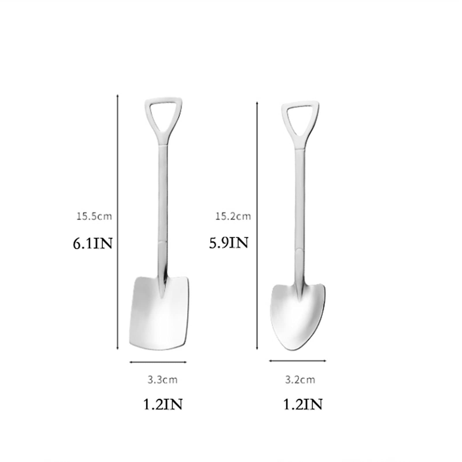 Set Di 4 Cucchiai Da Dessert A Forma Di Pala In Acciaio Inox – Design Quadrato E Appuntito, 15,5 Cm, Con Anello Per Appendere, Per Tè, Caffè E Dolci